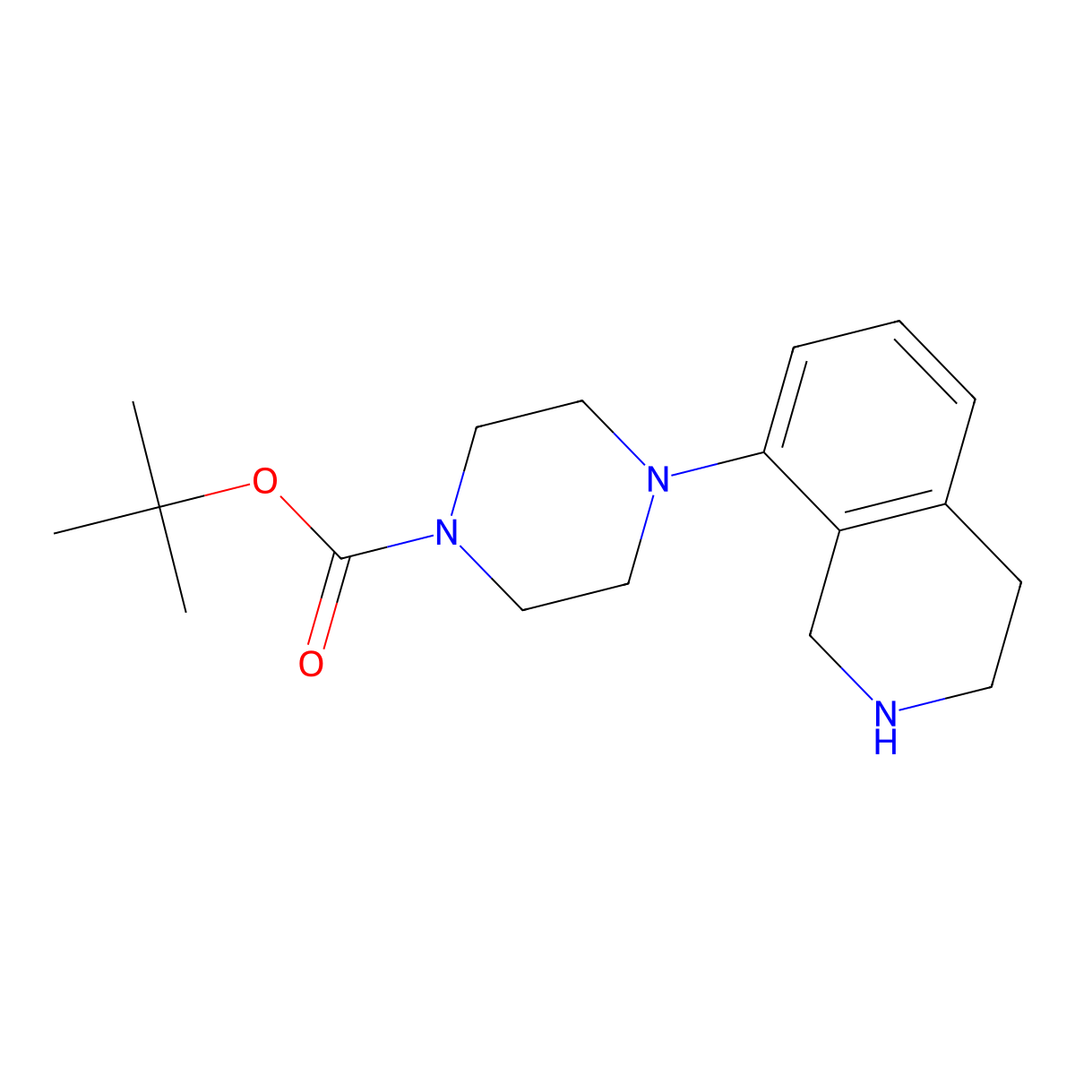 tert-Butyl 4-(1,2,3,4-tetrahydroisoquinolin-8-yl)piperazine-1-carboxylate molecular structure, CAS 444620-34-2