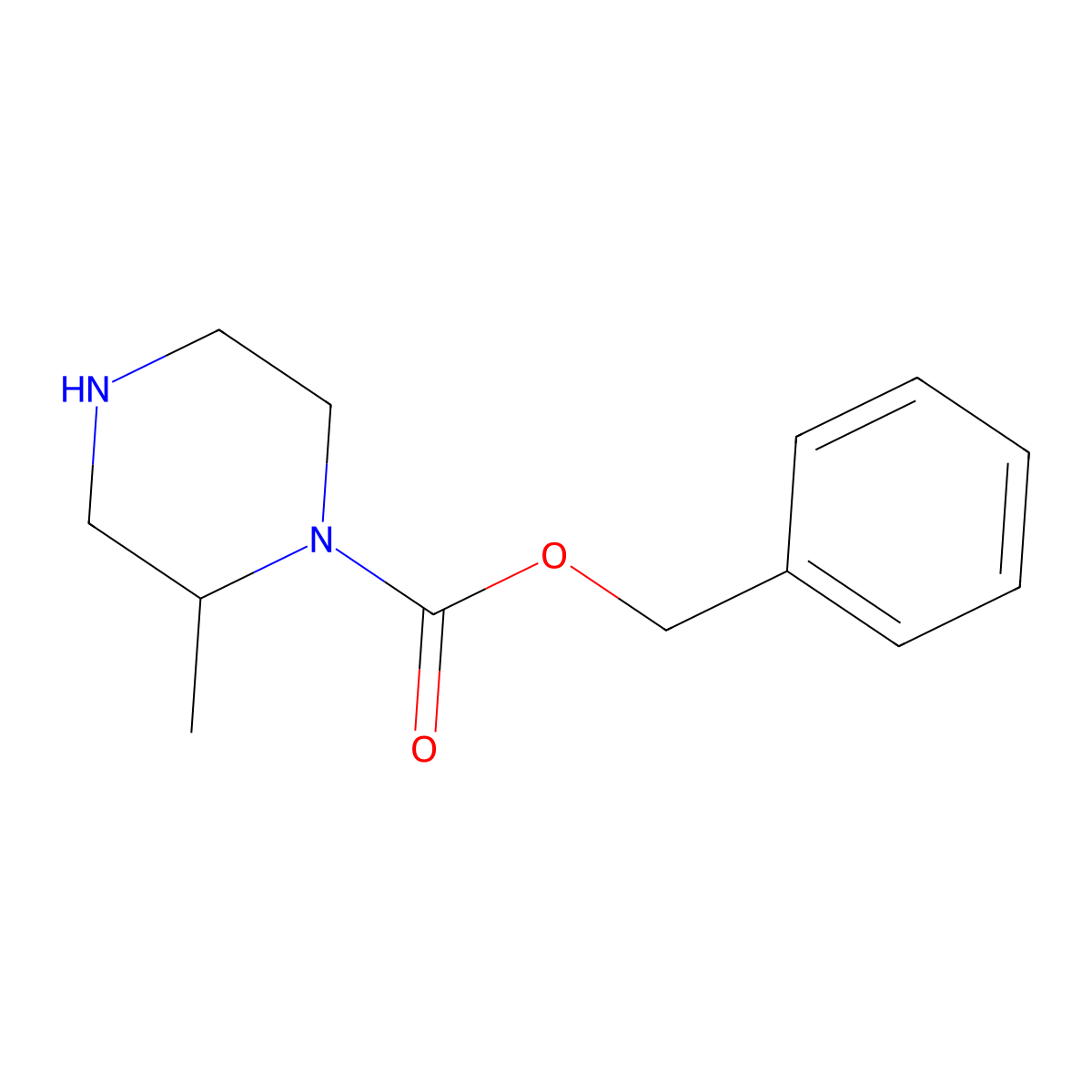 Benzyl 2-methylpiperazine-1-carboxylate molecular structure, CAS 444666-46-0
