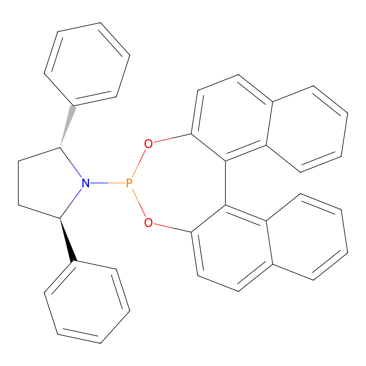 (11bR)-(2R,5R)-1-(Dinaphtho[2,1-d:1',2'-f][1,3,2]dioxaphosphepin-4-yl)-2,5-diphenylpyrrolidine molecular structure, CAS 444667-33-8