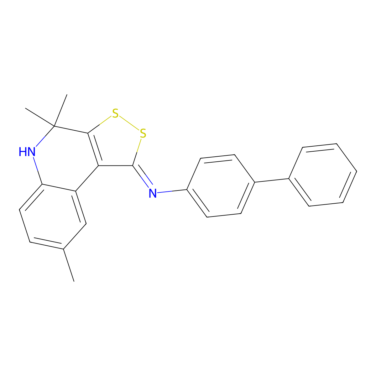 N-[(1Z)-4,4,8-trimethyl-4,5-dihydro-1H-[1,2]dithiolo[3,4-c]quinolin-1-ylidene]biphenyl-4-amine molecular structure, CAS 444683-95-8