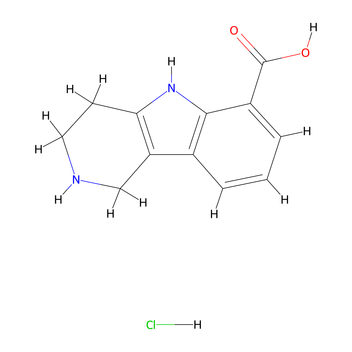 1H,2H,3H,4H,5H-pyrido[4,3-b]indole-6-carboxylic acid hydrochloride molecular structure, CAS 444721-88-4