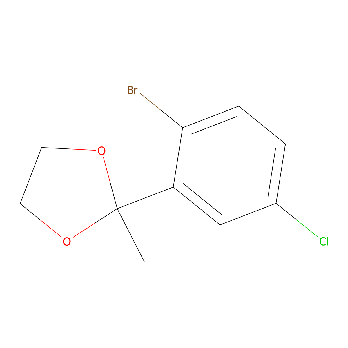 2-(2-Bromo-5-chlorophenyl)-2-methyl-1,3-dioxolane molecular structure, CAS 444722-08-1