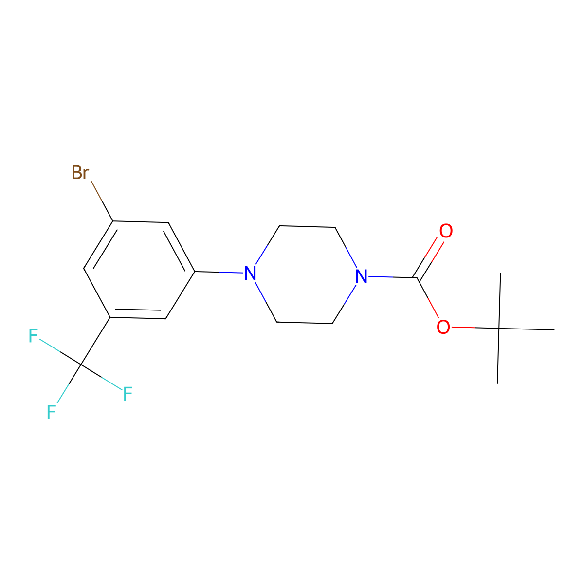 Tert-butyl 4-(3-bromo-5-(trifluoromethyl)phenyl)piperazine-1-carboxylate molecular structure, CAS 444727-13-3