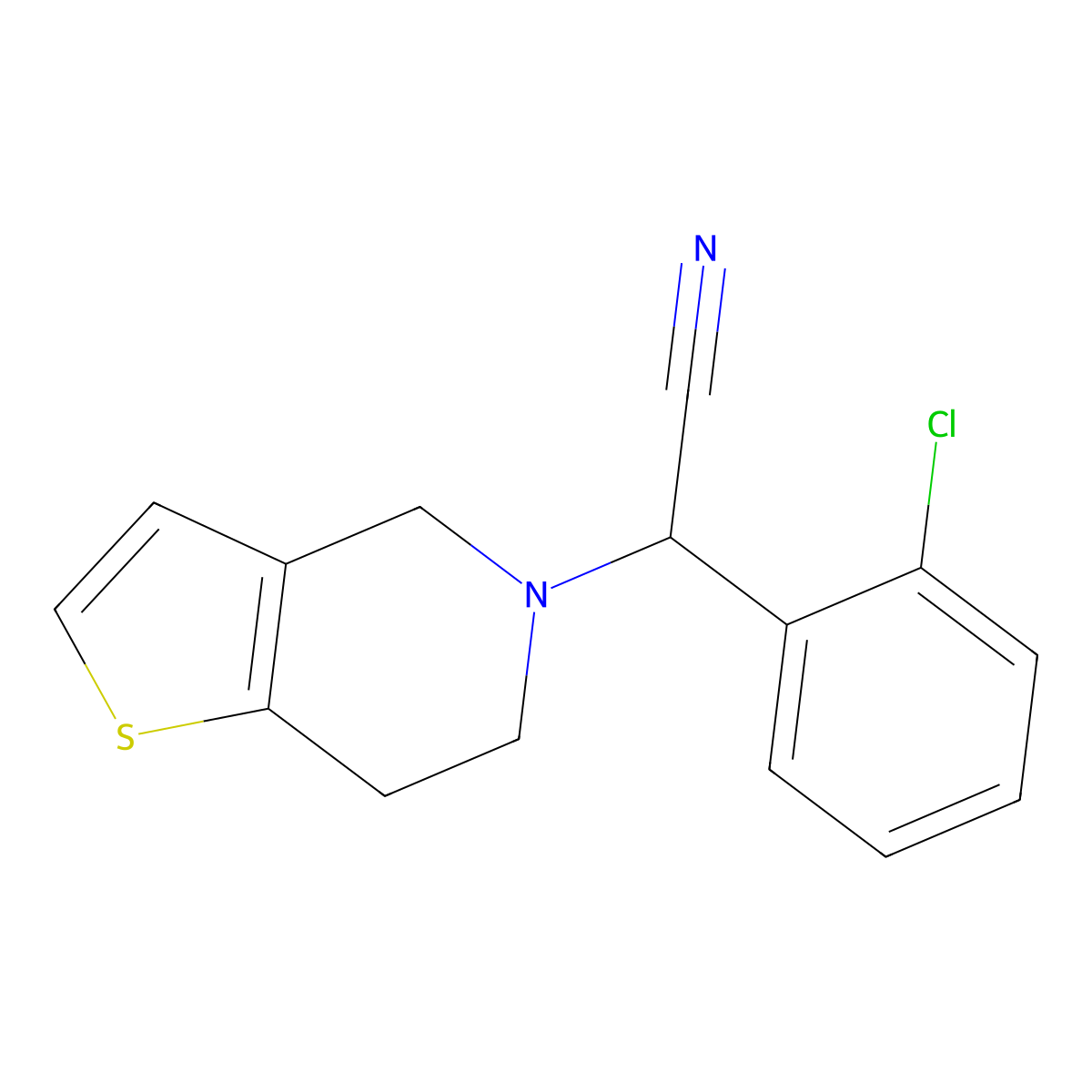 rac-2-(2-Chlorophenyl)-(6,7-dihydro-4H-thieno[3,2-c]pyridin-5-yl)acetonitrile molecular structure, CAS 444728-11-4