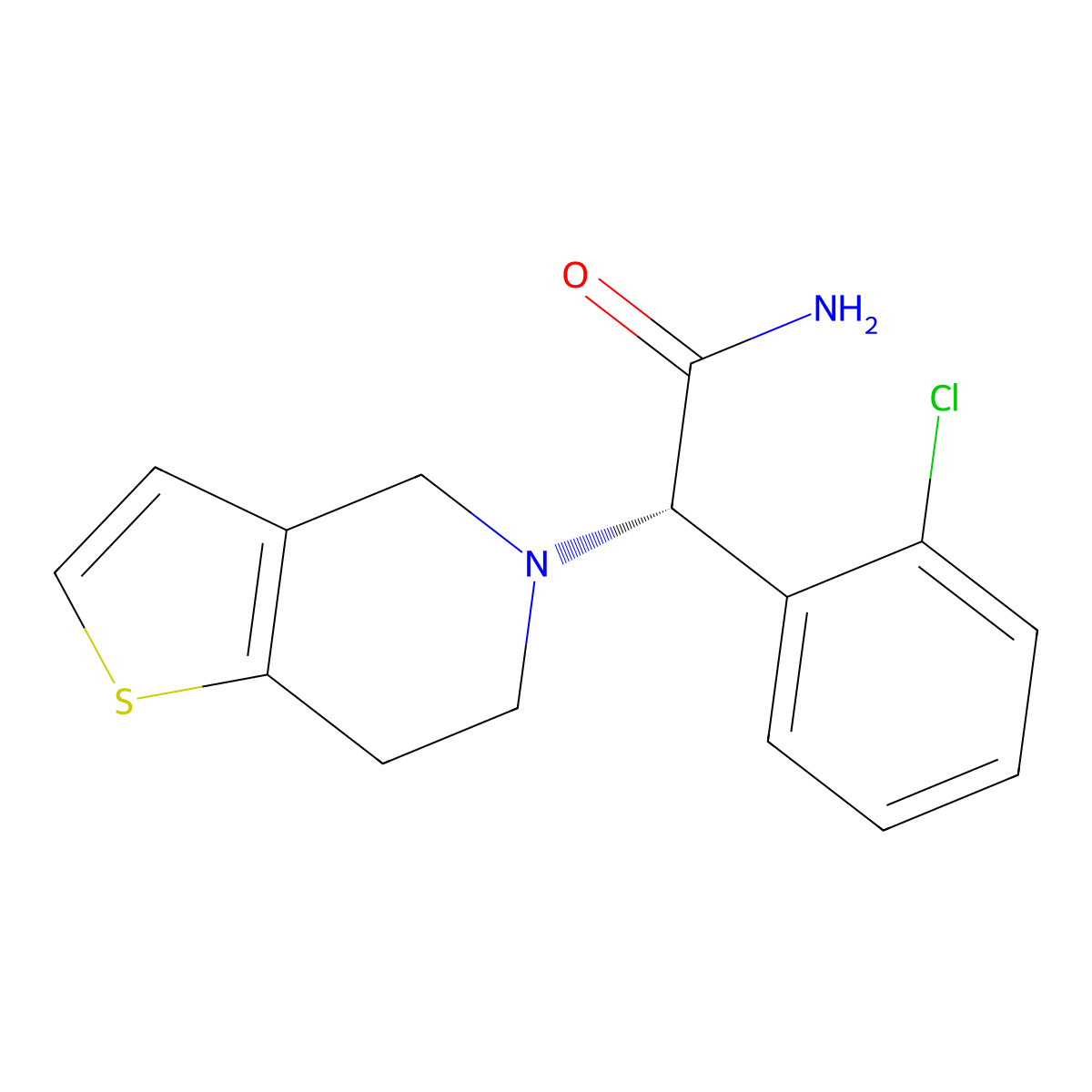 (S)-2-(2-Chlorophenyl)-2-(6,7-dihydrothieno[3,2-c]pyridin-5(4H)-yl)acetamide molecular structure, CAS 444728-13-6