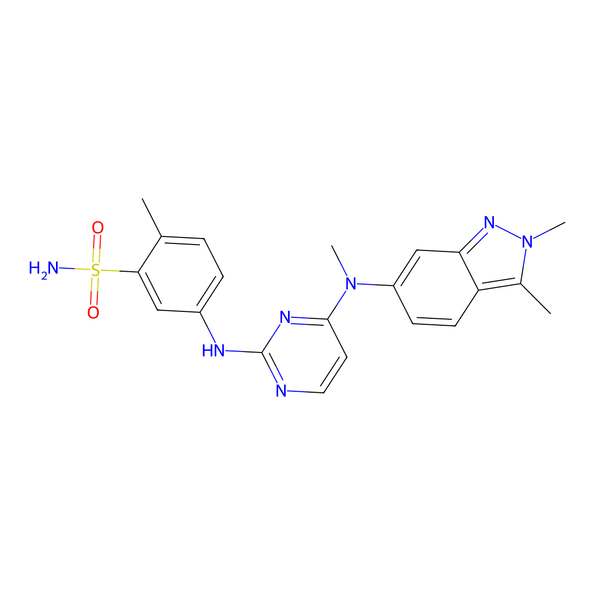 Pazopanib molecular structure, CAS 444731-52-6