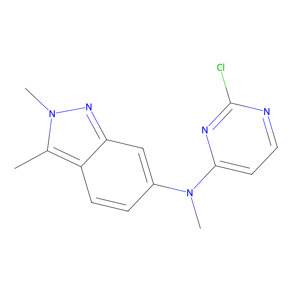 N-(2-Chloro-4-pyrimidinyl)-N,2,3-trimethyl-2H-indazol-6-amine molecular structure, CAS 444731-75-3
