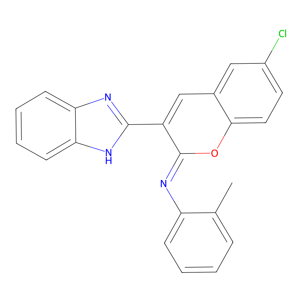 N-[(2Z)-3-(1H-benzimidazol-2-yl)-6-chloro-2H-chromen-2-ylidene]-2-methylaniline molecular structure, CAS 444770-51-8