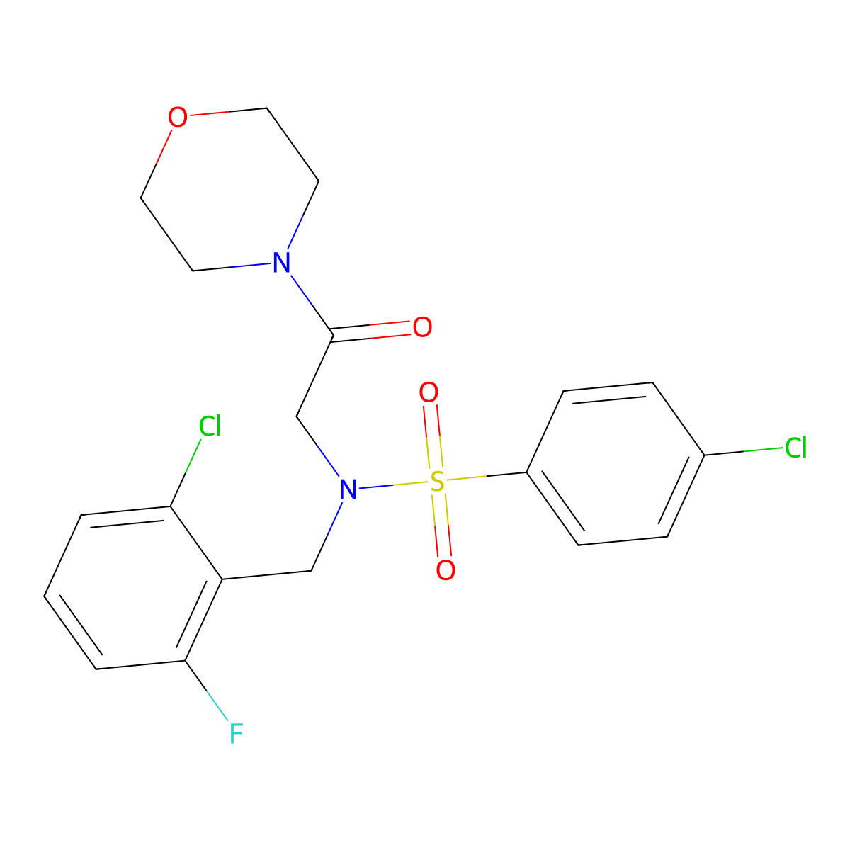 4-chloro-N-(2-chloro-6-fluorobenzyl)-N-[2-(morpholin-4-yl)-2-oxoethyl]benzenesulfonamide molecular structure, CAS 444778-23-8