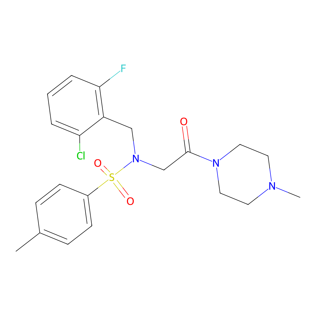 N-[(2-chloro-6-fluorophenyl)methyl]-4-methyl-N-[2-(4-methylpiperazin-1-yl)-2-oxoethyl]benzenesulfonamide molecular structure, CAS 444778-26-1