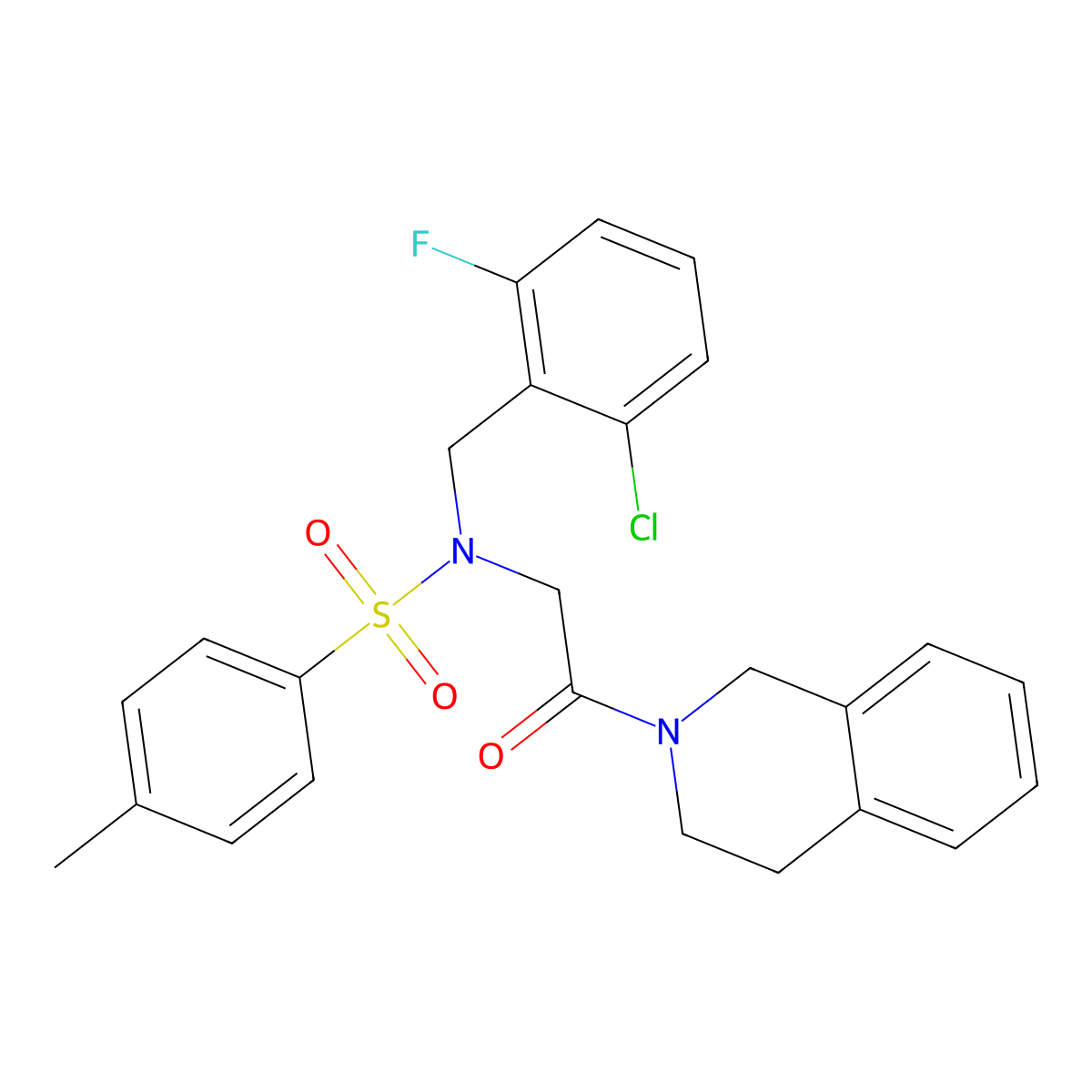 N-(2-chloro-6-fluorobenzyl)-N-[2-(3,4-dihydroisoquinolin-2(1H)-yl)-2-oxoethyl]-4-methylbenzenesulfonamide molecular structure, CAS 444778-27-2