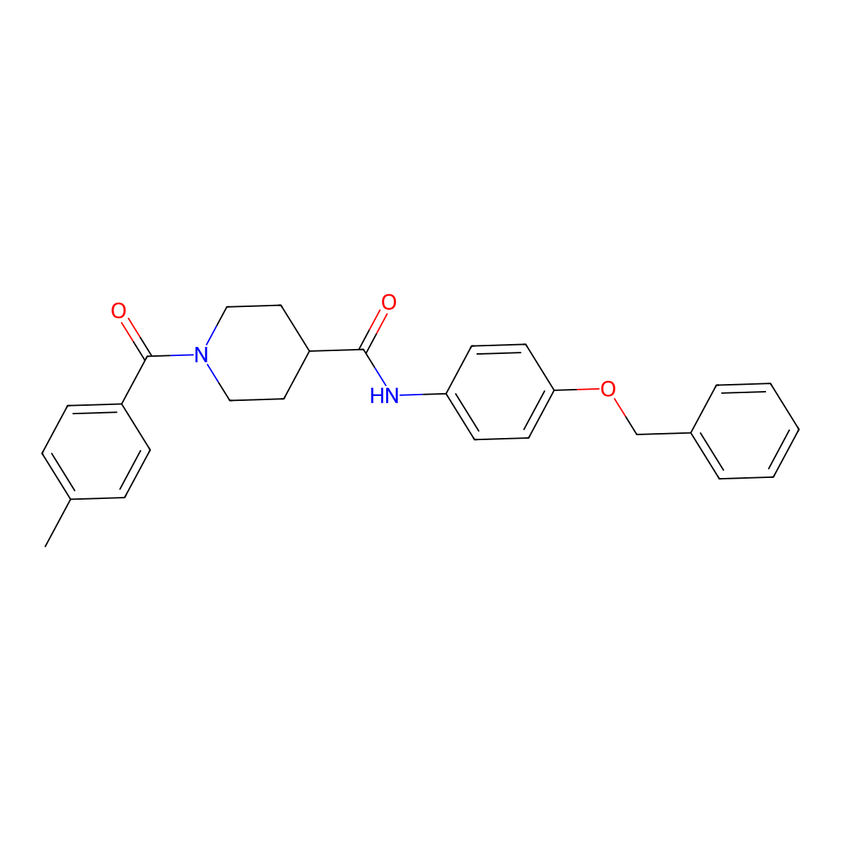 1-(4-methylbenzoyl)-N-(4-phenylmethoxyphenyl)piperidine-4-carboxamide molecular structure, CAS 444784-12-7
