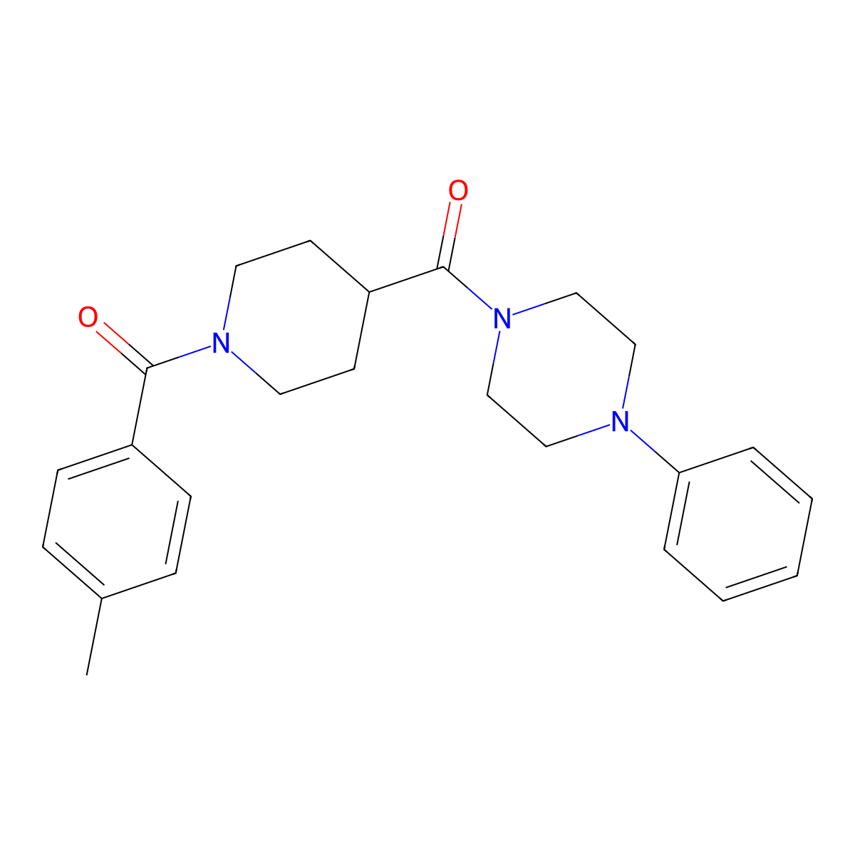 [1-(4-Methylbenzoyl)piperidin-4-yl]-(4-phenylpiperazin-1-yl)methanone molecular structure, CAS 444785-10-8