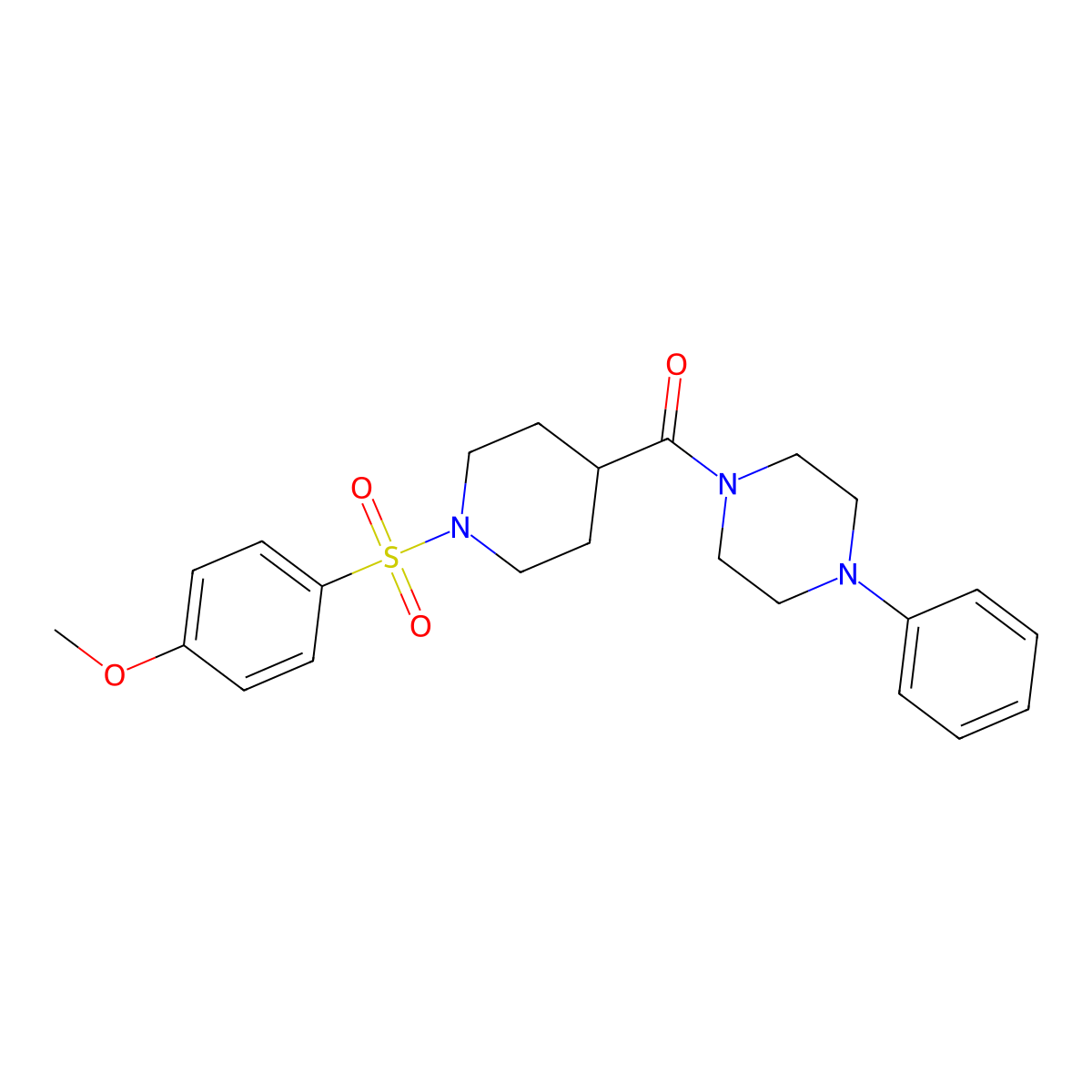 [1-(4-Methoxyphenyl)sulfonylpiperidin-4-yl]-(4-phenylpiperazin-1-yl)methanone molecular structure, CAS 444788-98-1