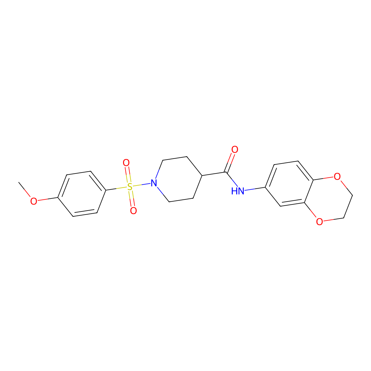 N-(2,3-dihydro-1,4-benzodioxin-6-yl)-1-(4-methoxyphenyl)sulfonylpiperidine-4-carboxamide molecular structure, CAS 444789-15-5