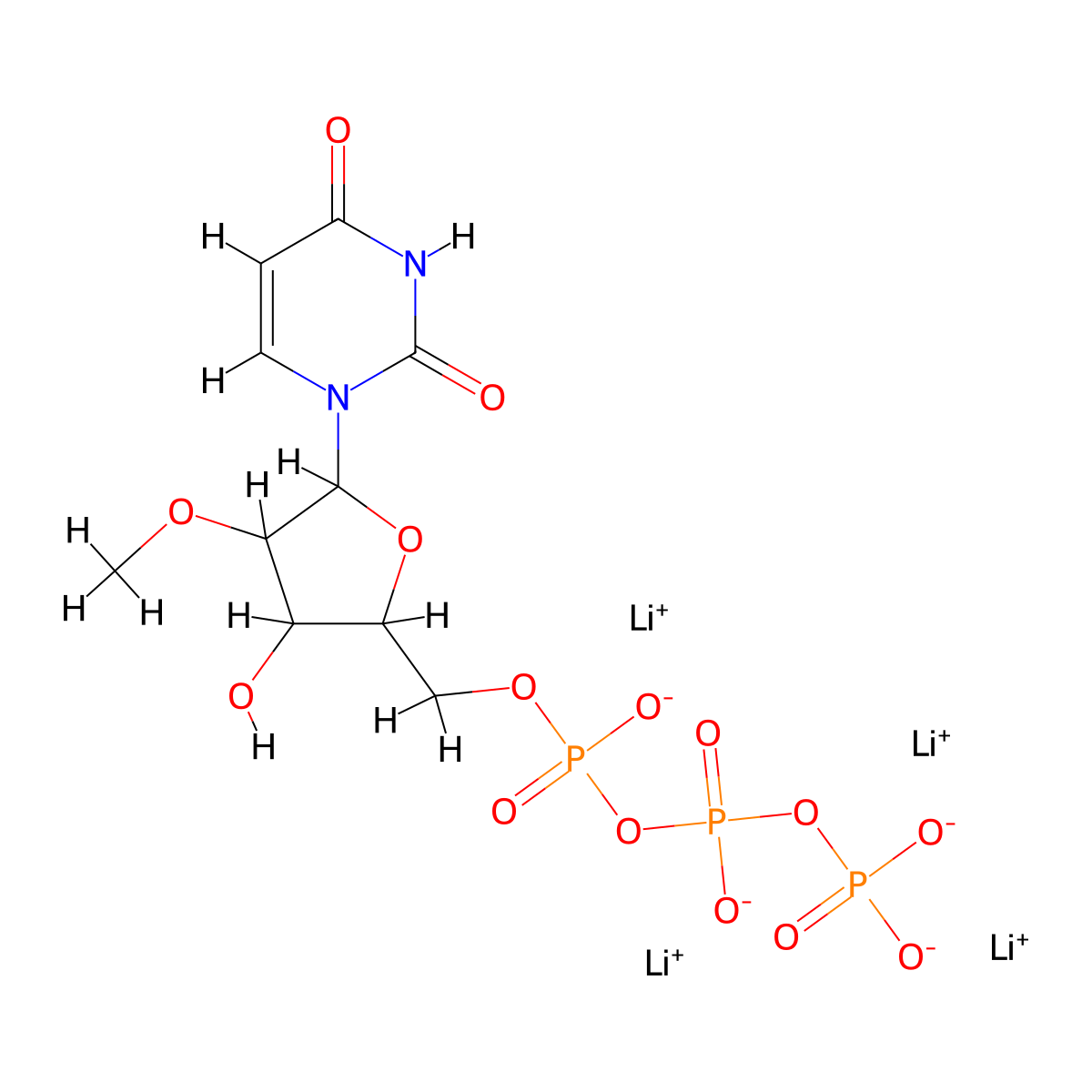 2'-O-Methyluridine-5'-triphosphate lithium salt molecular structure, CAS 444789-43-9