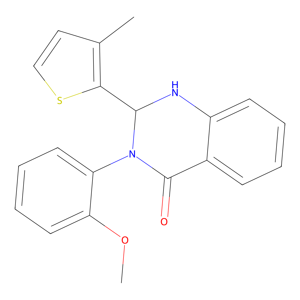 3-(2-Methoxy-phenyl)-2-(3-methyl-thiophen-2-yl)-2,3-dihydro-1H-quinazolin-4-one molecular structure, CAS 444789-88-2