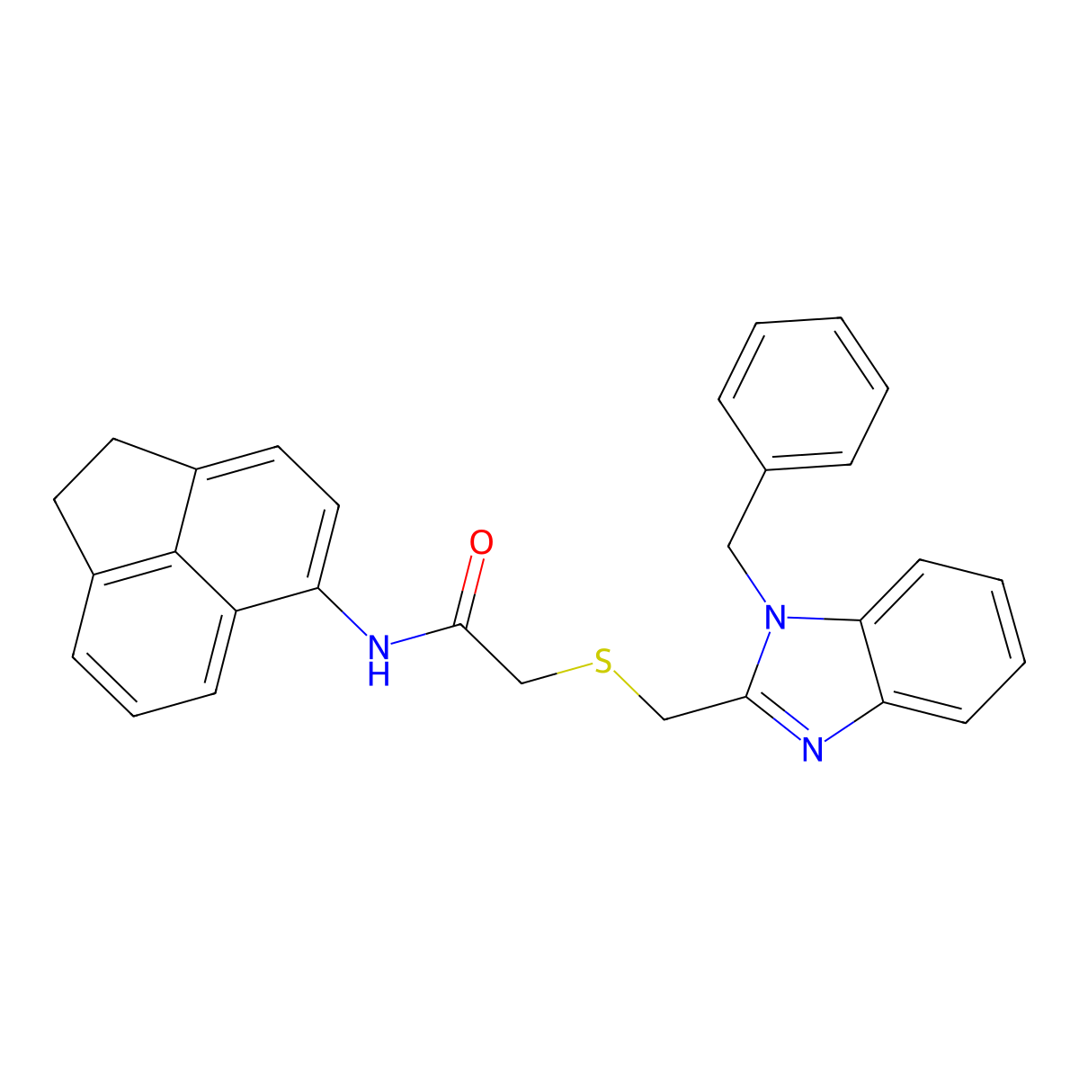 2-[(1-benzylbenzimidazol-2-yl)methylsulfanyl]-N-(1,2-dihydroacenaphthylen-5-yl)acetamide molecular structure, CAS 444789-94-0