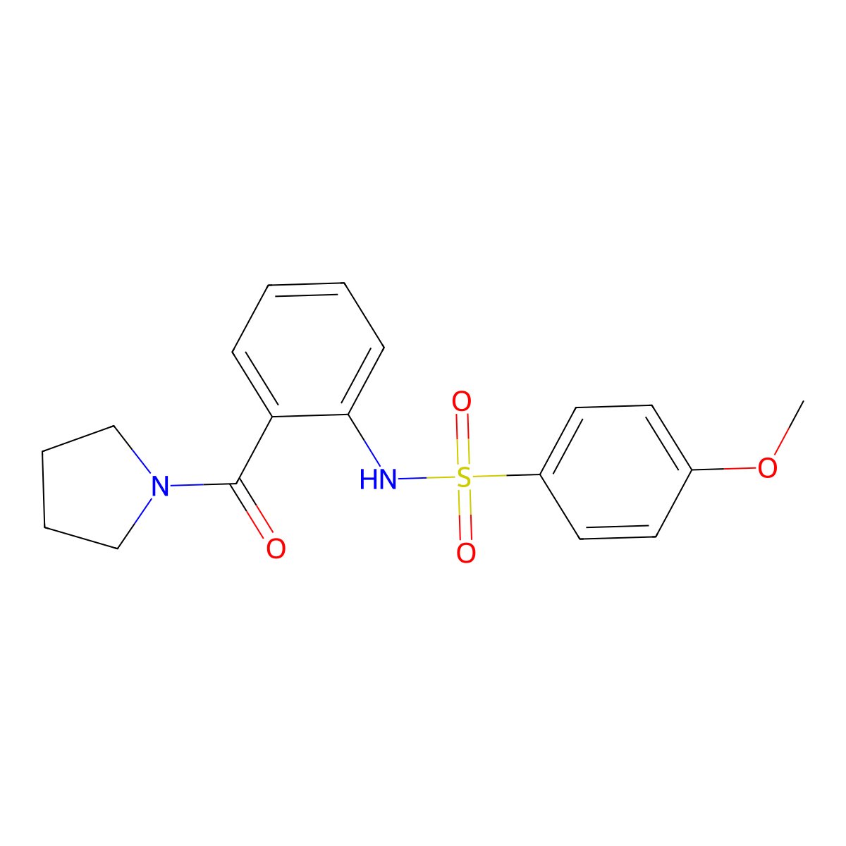 4-methoxy-N-[2-(pyrrolidine-1-carbonyl)phenyl]benzenesulfonamide molecular structure, CAS 444790-07-2