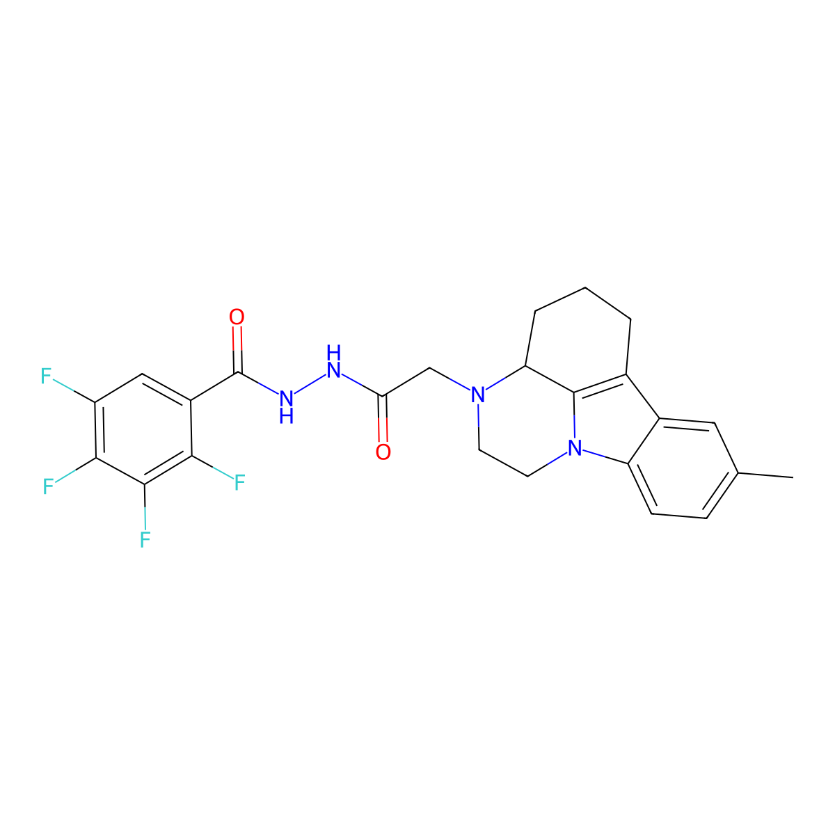 2,3,4,5-tetrafluoro-N'-[(8-methyl-1,2,3a,4,5,6-hexahydro-3H-pyrazino[3,2,1-jk]carbazol-3-yl)acetyl]benzohydrazide molecular structure, CAS 444790-38-9
