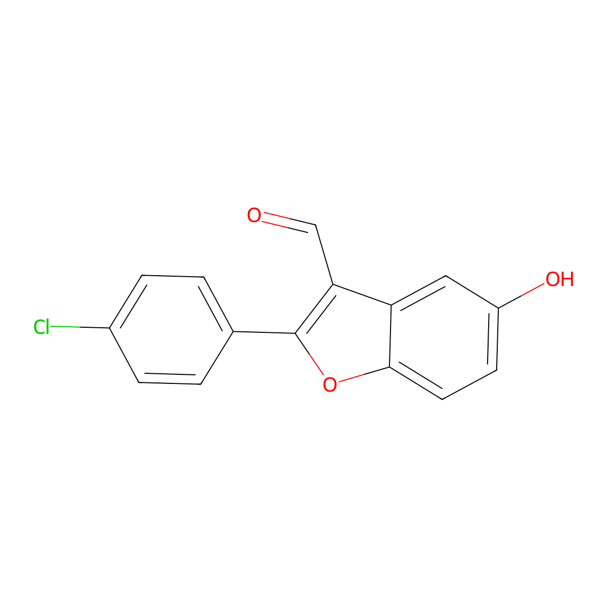2-(4-Chlorophenyl)-5-hydroxy-1-benzofuran-3-carbaldehyde molecular structure, CAS 444790-58-3