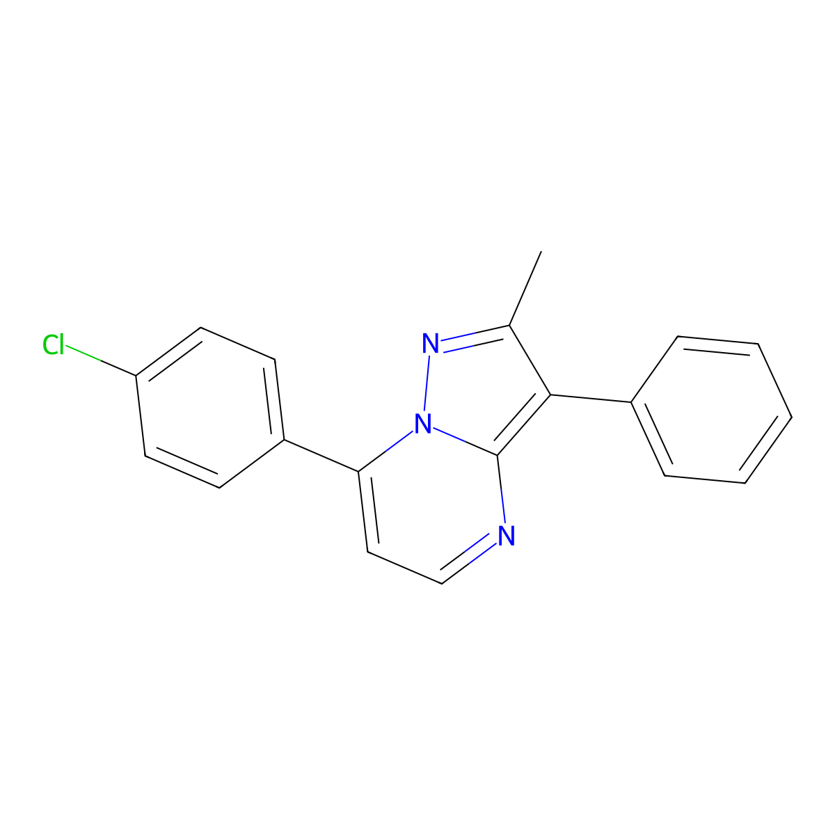 7-(4-Chlorophenyl)-2-methyl-3-phenylpyrazolo[1,5-a]pyrimidine molecular structure, CAS 444790-86-7