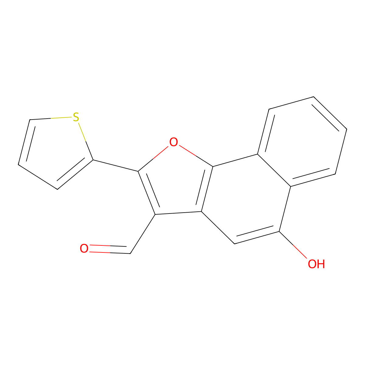 5-Hydroxy-2-(2-thienyl)naphtho[1,2-b]furan-3-carbaldehyde molecular structure, CAS 444790-97-0