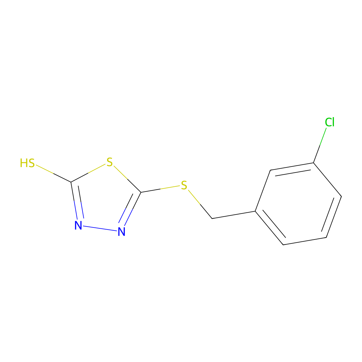 5-(3-Chlorobenzylthio)-2-mercapto-1,3,4-thiadiazole molecular structure, CAS 444791-16-6