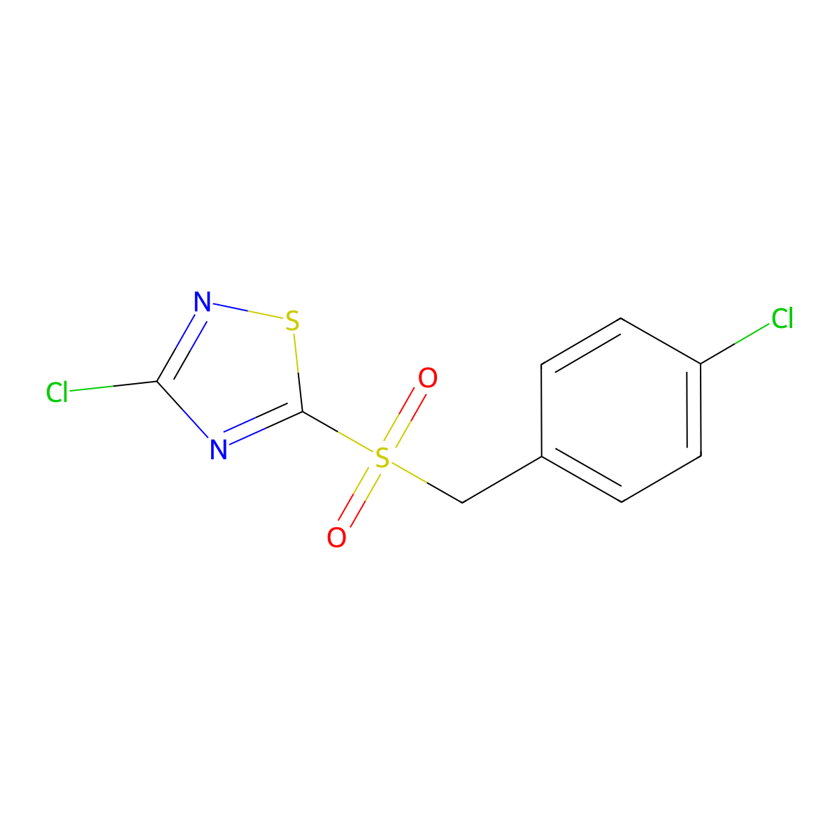 3-Chloro-5-(4-chlorobenzylsulfonyl)-1,2,4-thiadiazole molecular structure, CAS 444791-19-9