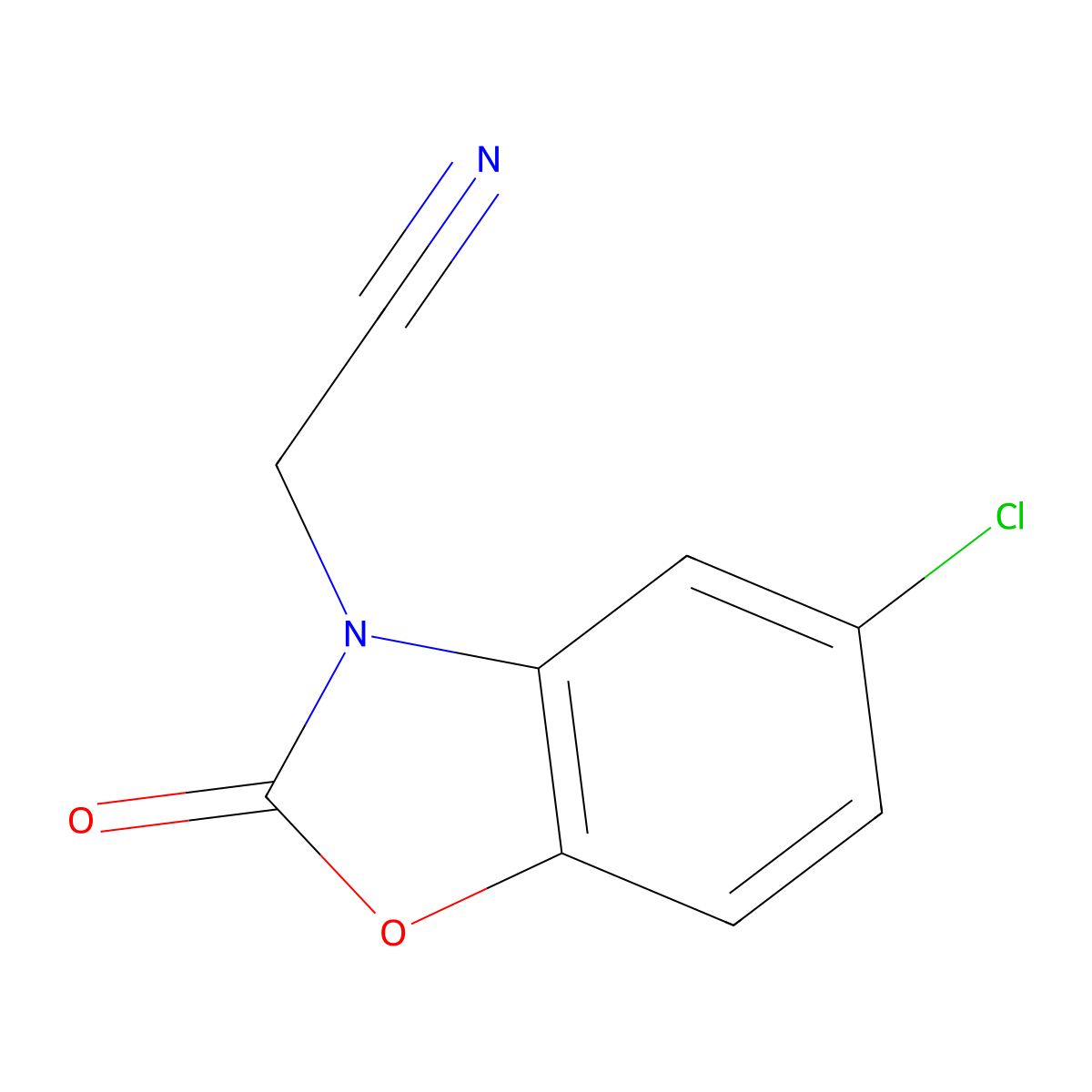 (5-chloro-2-oxo-1,3-benzoxazol-3(2H)-yl)acetonitrile molecular structure, CAS 444791-40-6