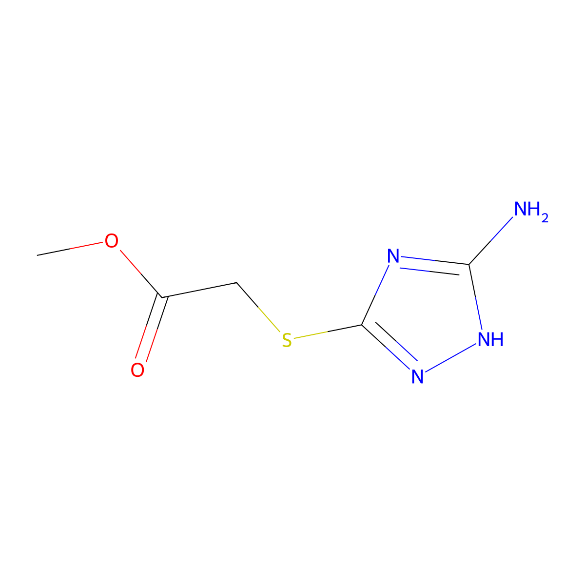 methyl 2-[(5-amino-4H-1,2,4-triazol-3-yl)sulfanyl]acetate molecular structure, CAS 444791-45-1