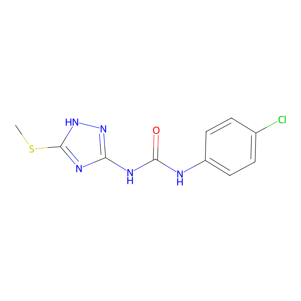 [(4-chlorophenyl)amino]-N-(5-methylthio(1H-1,2,4-triazol-3-yl))carboxamide molecular structure, CAS 444791-46-2