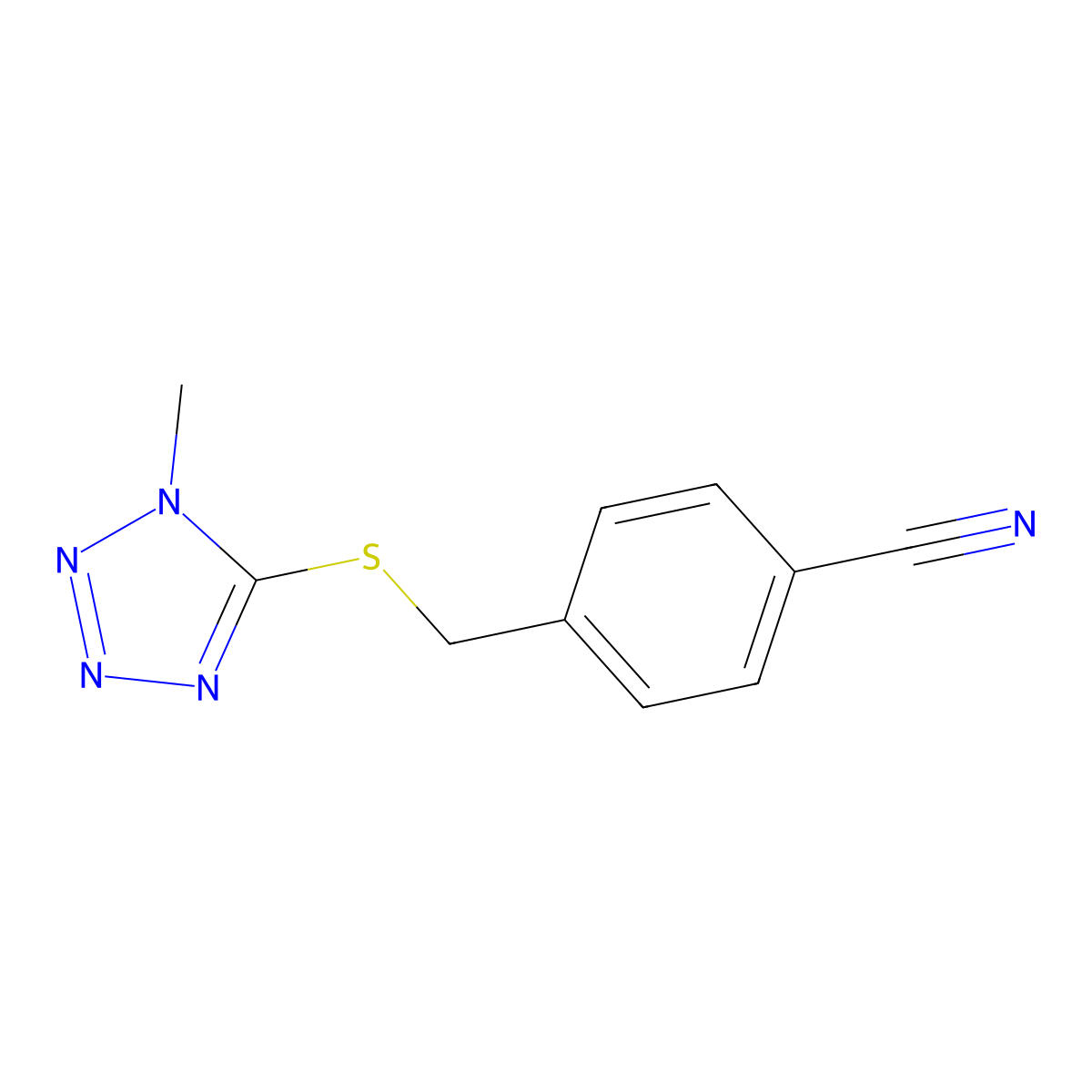 4-[(1-Methyltetrazol-5-yl)sulfanylmethyl]benzonitrile molecular structure, CAS 444791-48-4