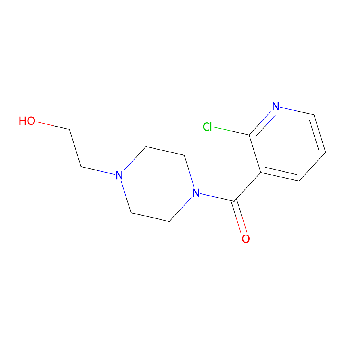 (2-Chloro-3-pyridinyl)[4-(2-hydroxyethyl)-1-piperazinyl]methanone molecular structure, CAS 444791-56-4