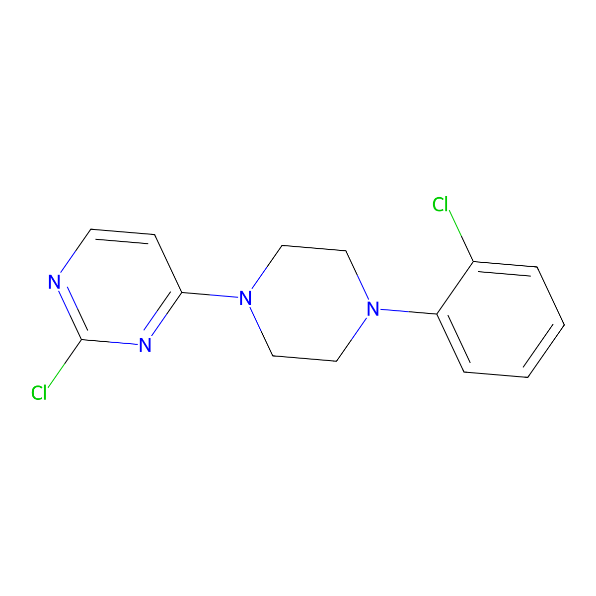 2-Chloro-4-[4-(2-chlorophenyl)-1-piperazinyl]pyrimidine molecular structure, CAS 444791-65-5