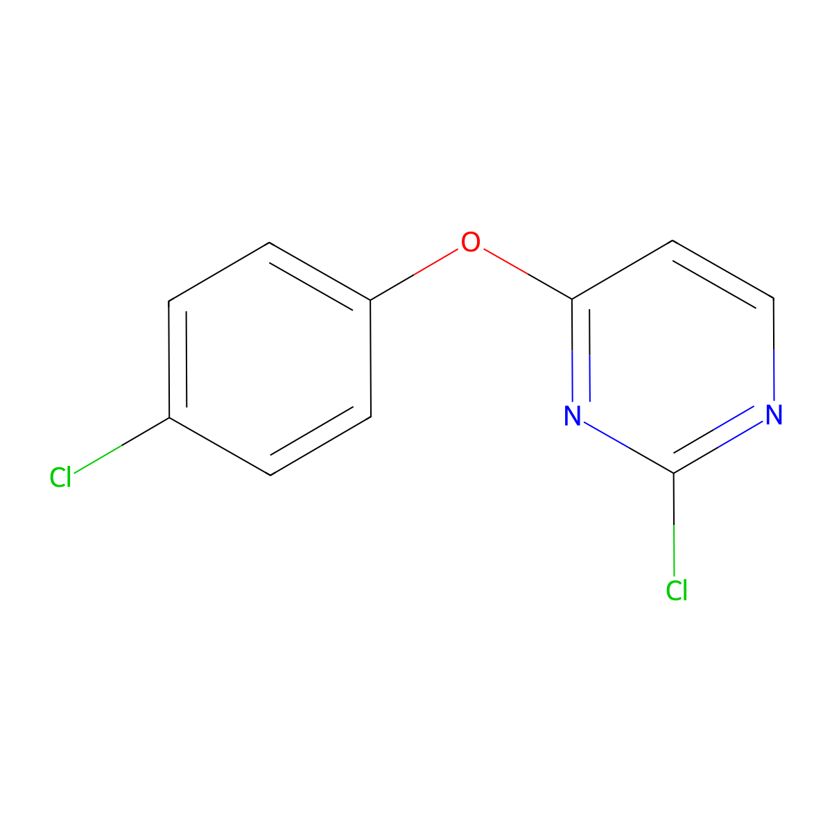 2-Chloro-4-(4-chlorophenoxy)pyrimidine molecular structure, CAS 444791-81-5
