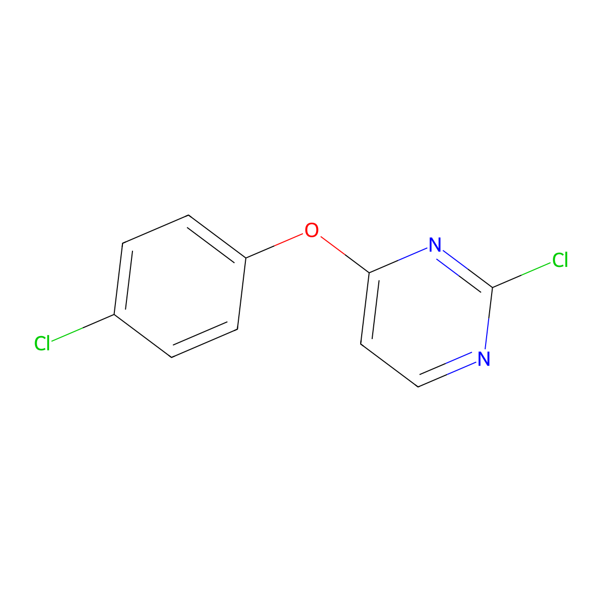 2-Chloro-4-(4-chlorophenoxy)pyrimidine molecular structure, CAS 444791-81-5