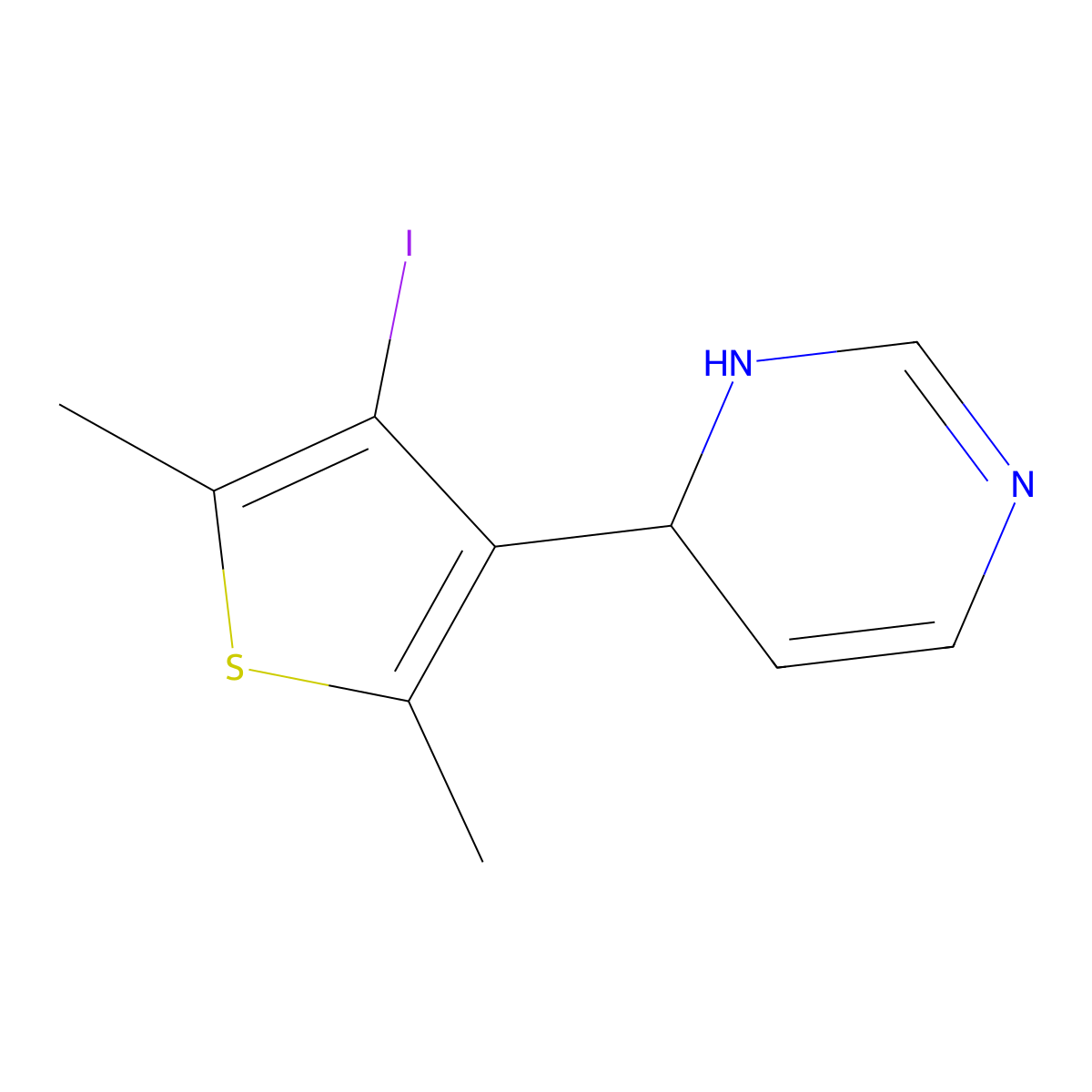 6-(4-Iodo-2,5-dimethyl-3-thienyl)-1,6-dihydropyrimidine molecular structure, CAS 444793-00-4