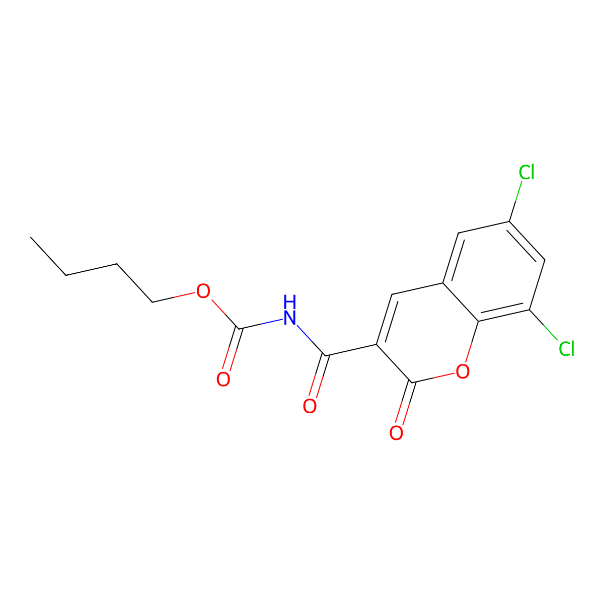 Butyl (6,8-dichloro-2-oxo-2H-chromen-3-yl)carbonylcarbamate molecular structure, CAS 444793-23-1