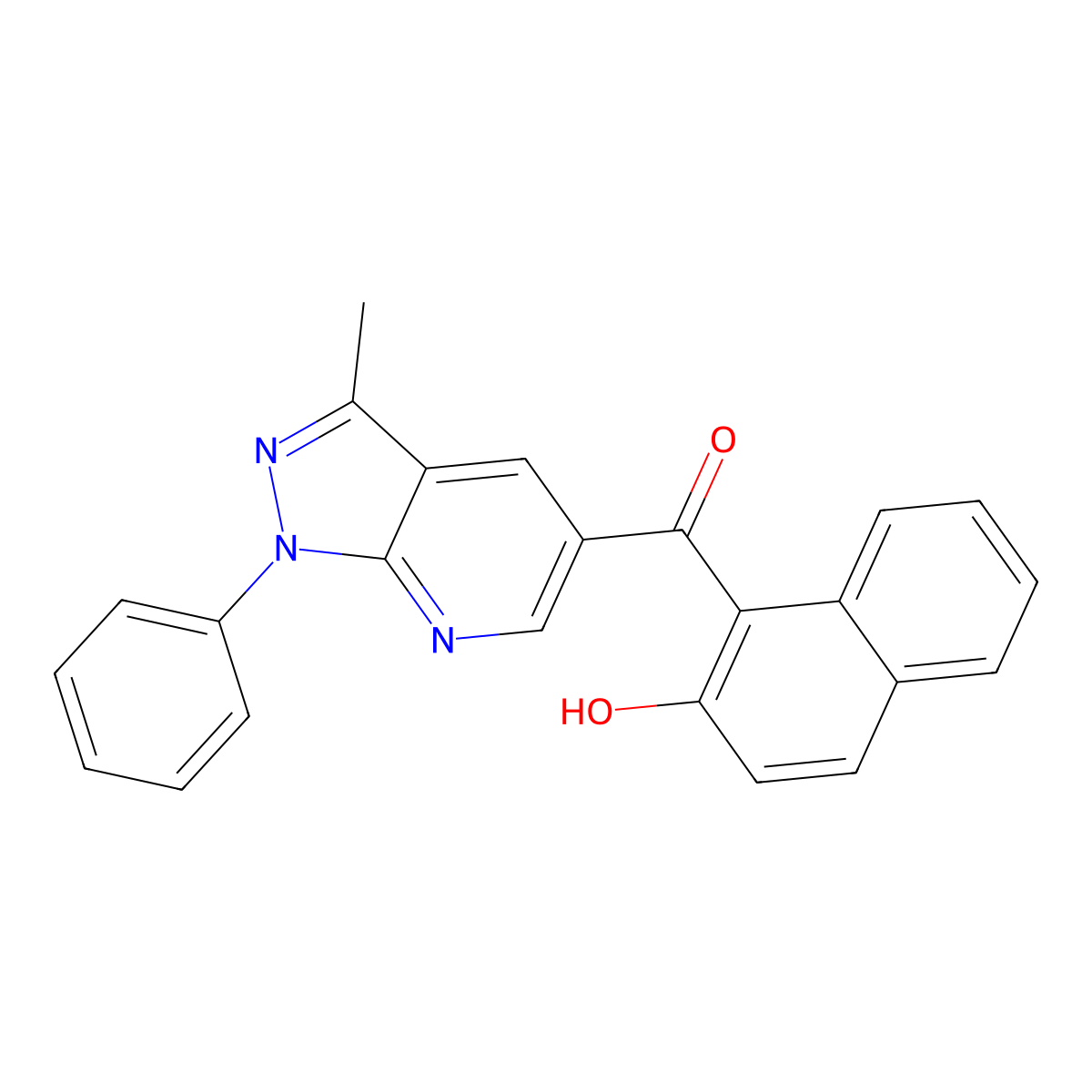 (2-hydroxy-1-naphthyl)(3-methyl-1-phenyl-1H-pyrazolo[3,4-b]pyridin-5-yl)methanone molecular structure, CAS 444794-32-5