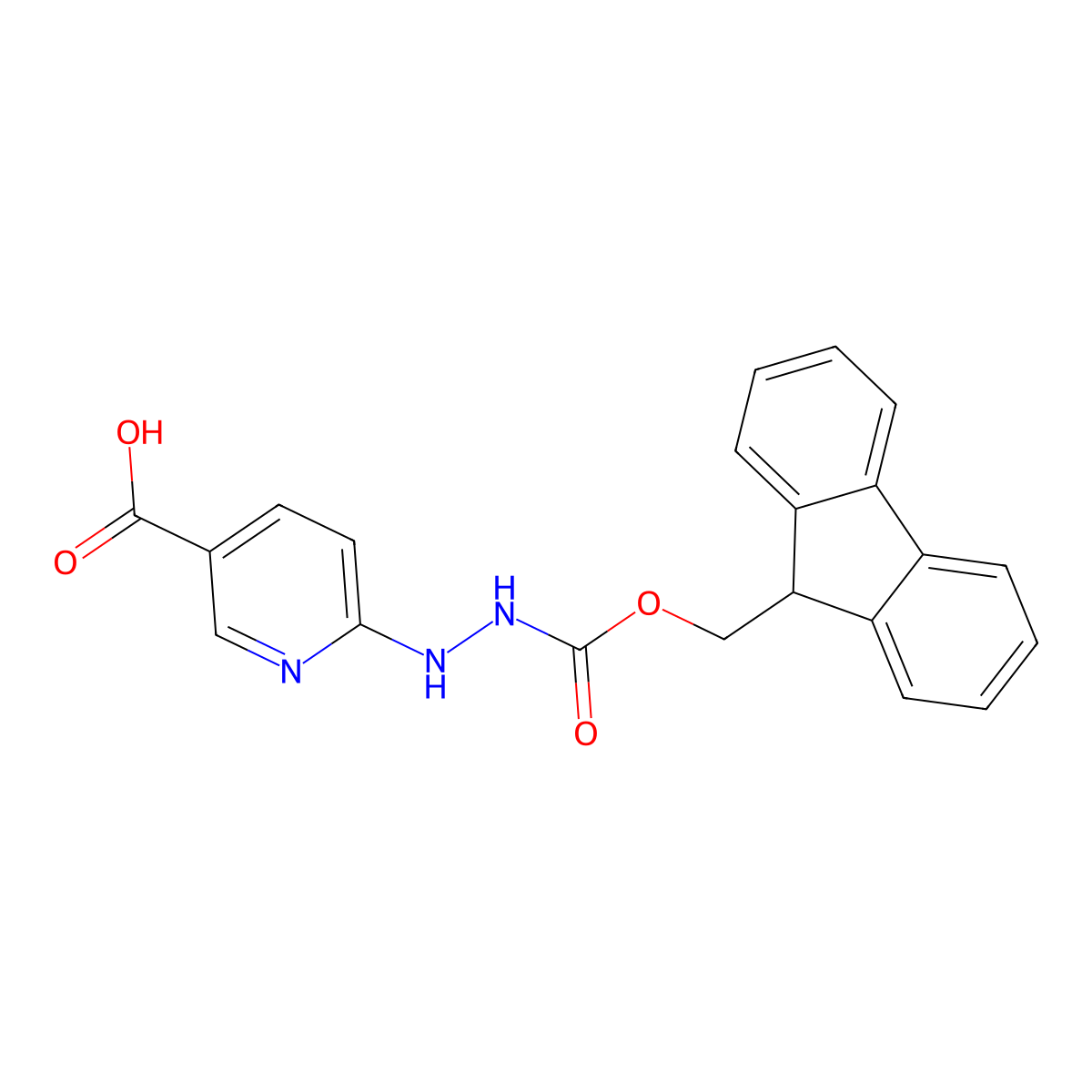 6-(2-(((9H-Fluoren-9-yl)methoxy)carbonyl)hydrazinyl)nicotinic acid molecular structure, CAS 444794-69-8