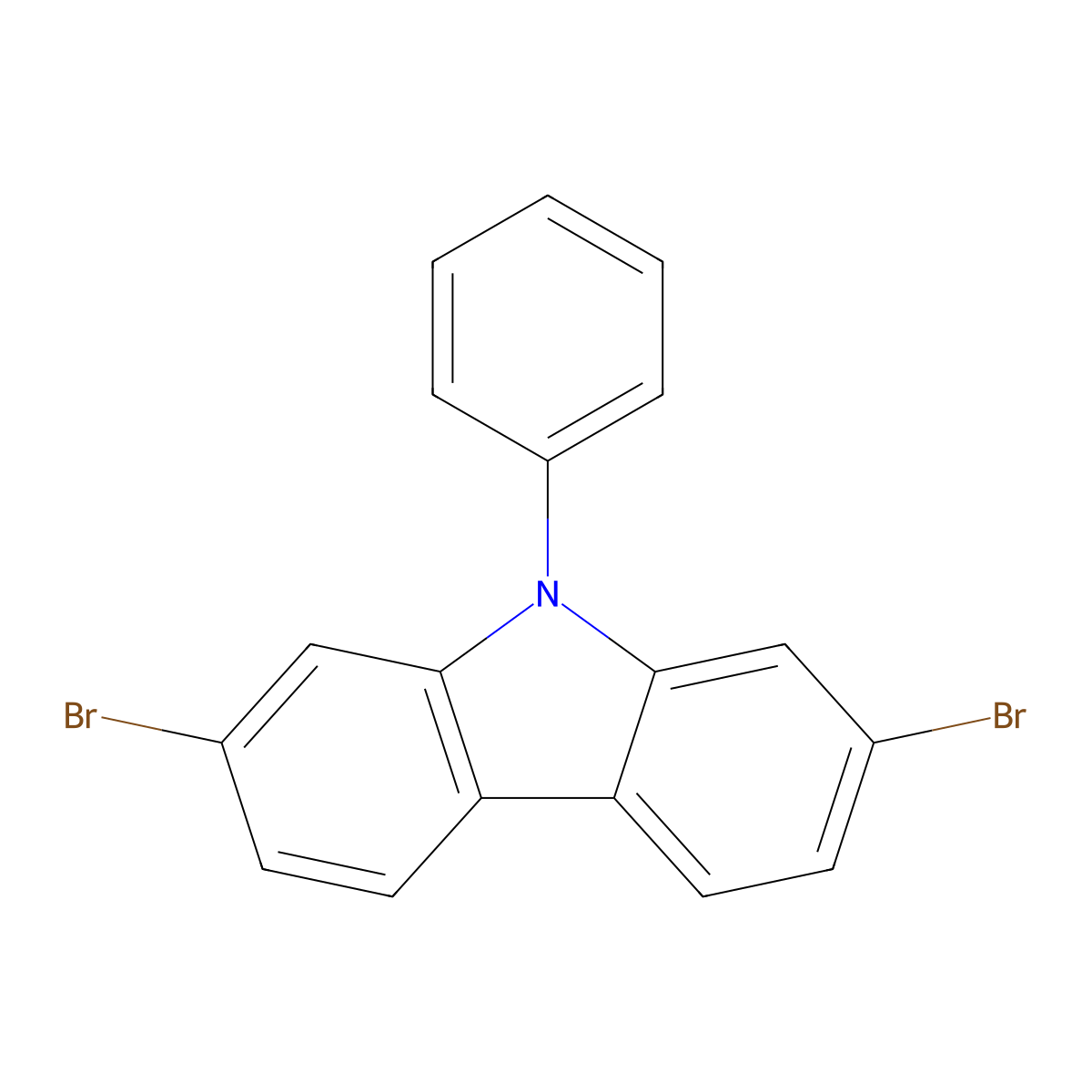 2,7-Dibromo-9-phenylcarbazole molecular structure, CAS 444796-09-2