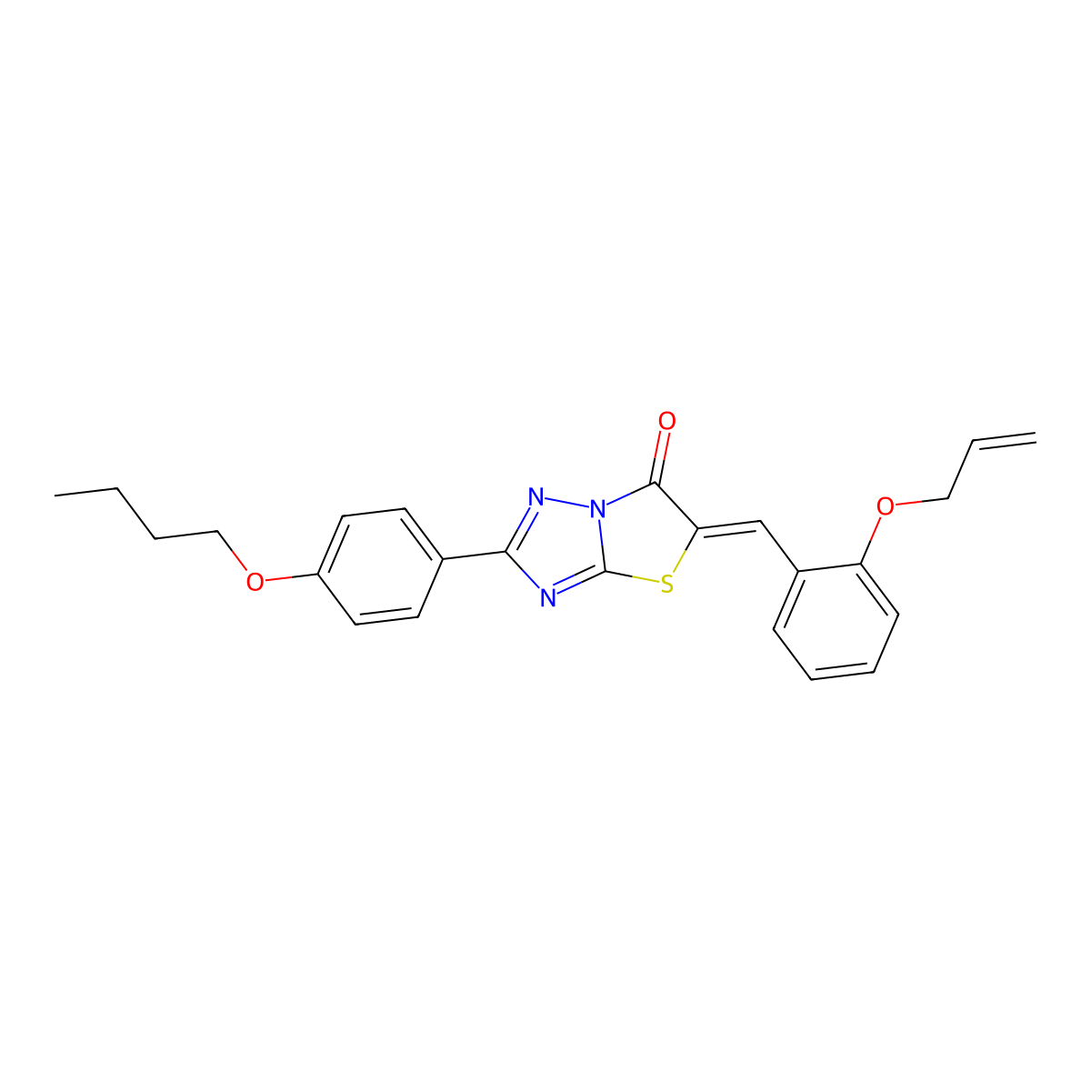 2-(4-Butoxyphenyl)-5-({2-[(prop-2-en-1-yl)oxy]phenyl}methylidene)[1,3]thiazolo[3,2-b][1,2,4]triazol-6(5H)-one molecular structure, CAS 4448-26-4
