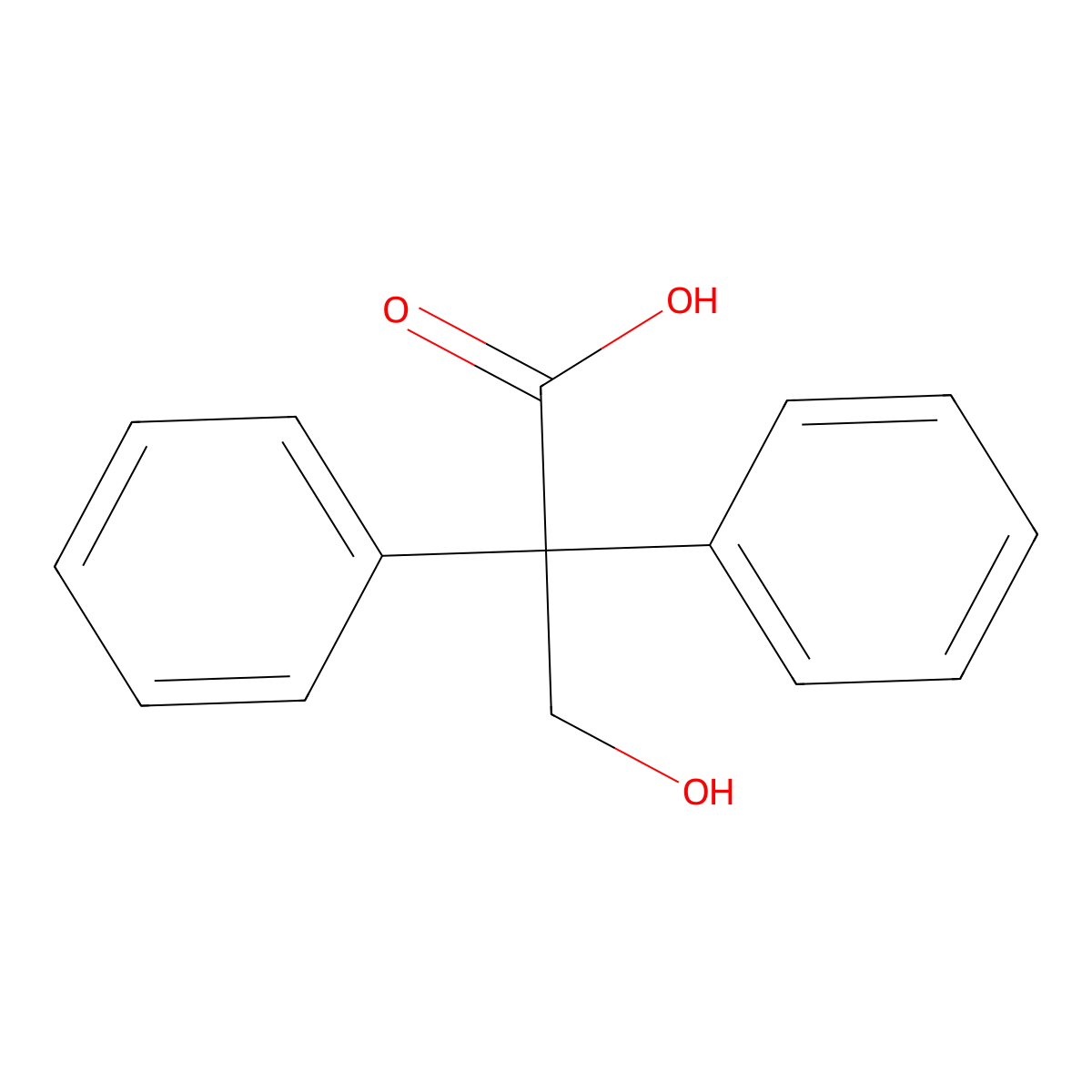 3-Hydroxy-2,2-diphenylpropionic acid molecular structure, CAS 4448-72-0
