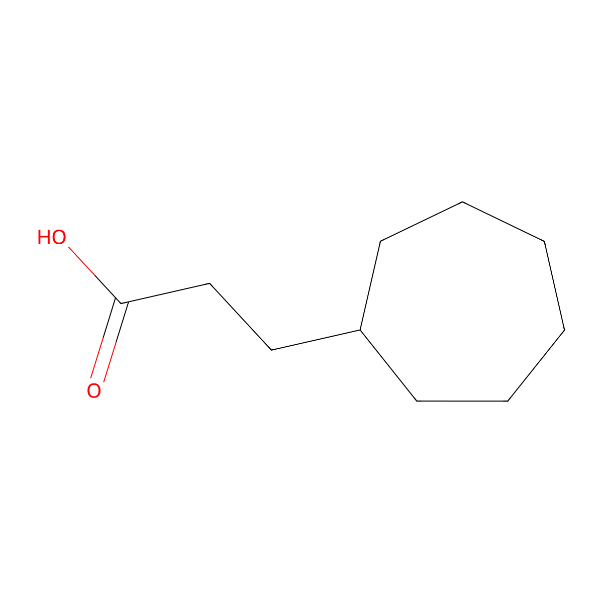 3-Cycloheptylpropanoic acid molecular structure, CAS 4448-78-6