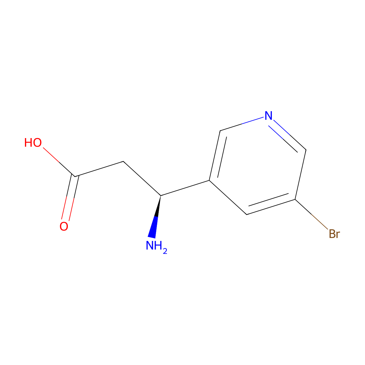 (3S)-3-amino-3-(5-bromopyridin-3-yl)propanoic Acid molecular structure, CAS 444806-05-7