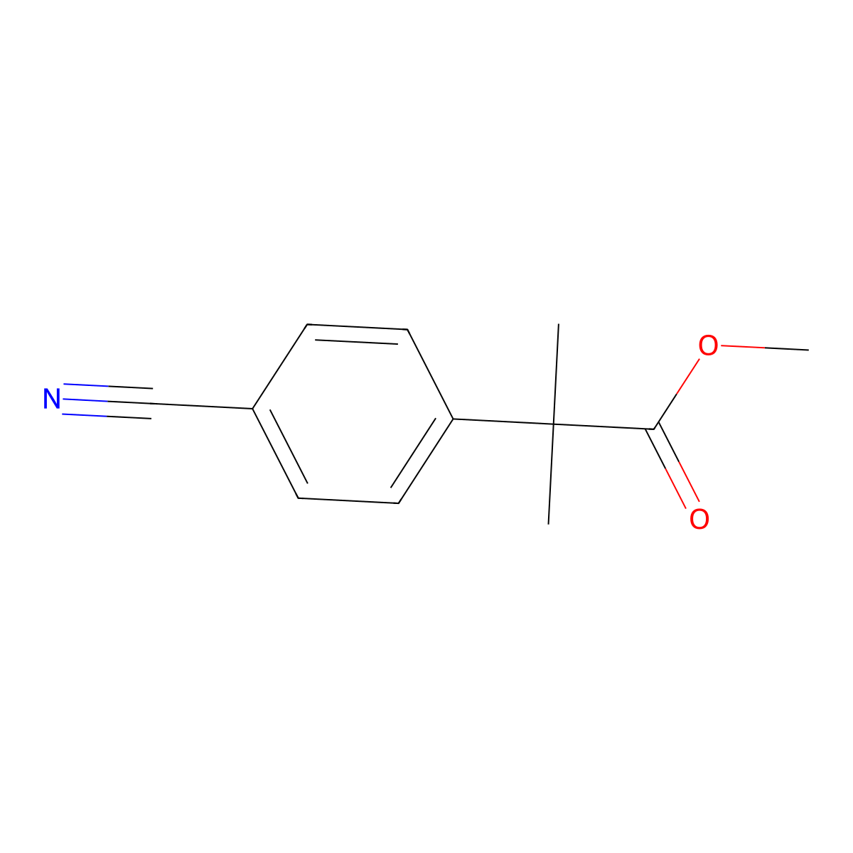 Methyl 2-(4-cyanophenyl)-2-methylpropanoate molecular structure, CAS 444807-47-0