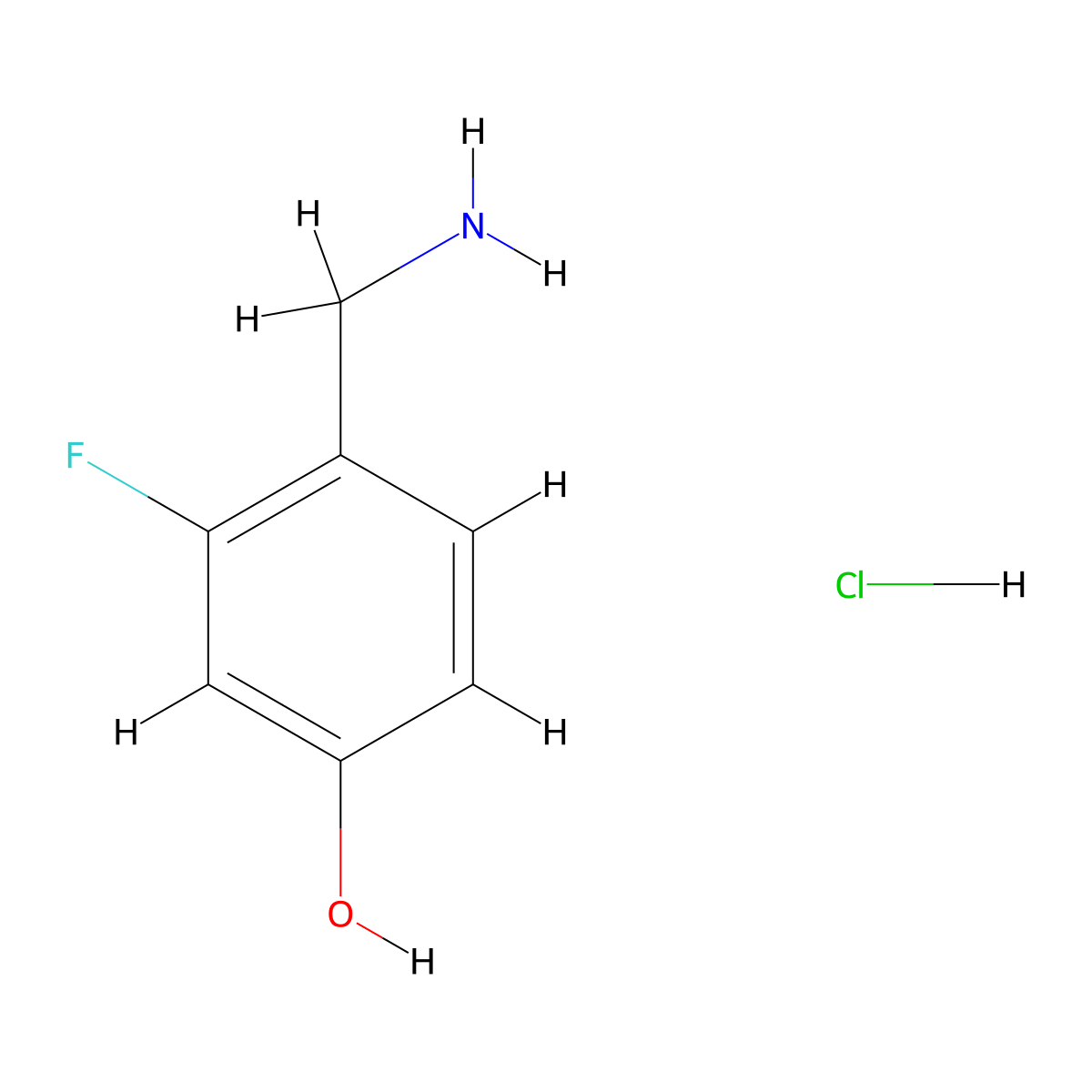 4-(Aminomethyl)-3-fluorophenol hydrochloride molecular structure, CAS 444807-63-0