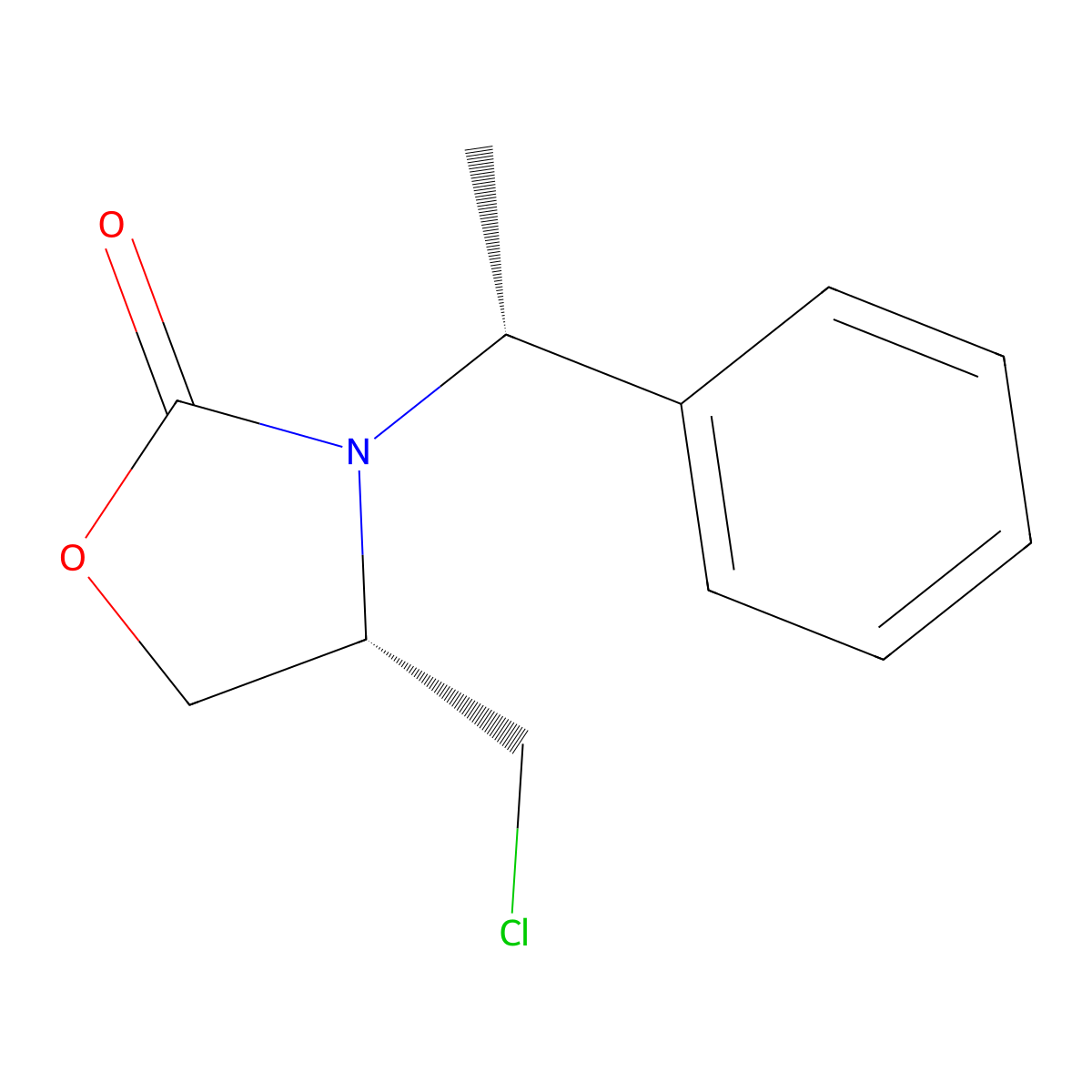 (4S)-4-(chloromethyl)-3-[(1R)-1-phenylethyl]-1,3-oxazolidin-2-one molecular structure, CAS 444814-24-8