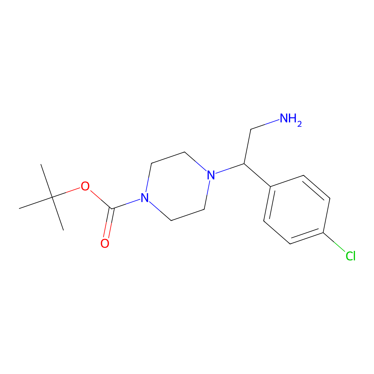 2-(N-Boc-piperazino)-2-(4-chlorophenyl)ethylamine molecular structure, CAS 444892-51-7